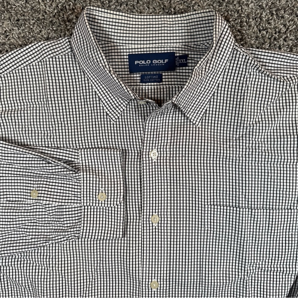 Polo Golf Ralph Lauren Lofting Cotton Black/White Button Up Shirt Size XXL
